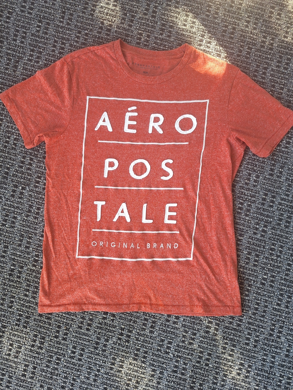 Aeropostale Original Brand Box Graphic Tee - Size Med. Rust/Terracotta